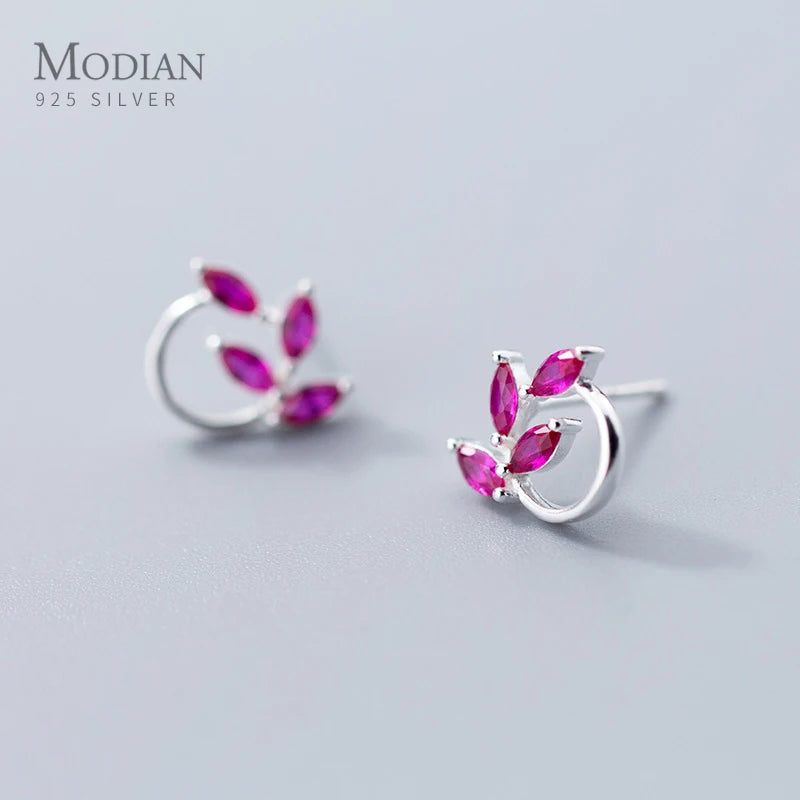 Modian 2 Colors Cubic Zirconia Stud Earrings 100% 925 Sterling Silver Rhombus CZ Earring  For Women Fine Silver Jewelry