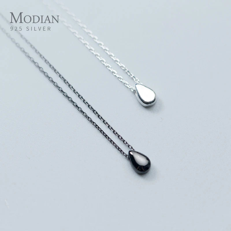 Modian 2020 New Mode 100% Real 925 Sterling Silver Water drop Simple Necklace for Women Korean Style Fine  Jewelry