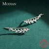Modian New Lucky Tree of Life Long Ear Studs 100% 925 Sterling Silver Leaves Cute Stud Earrings For Women Wedding Jewelry