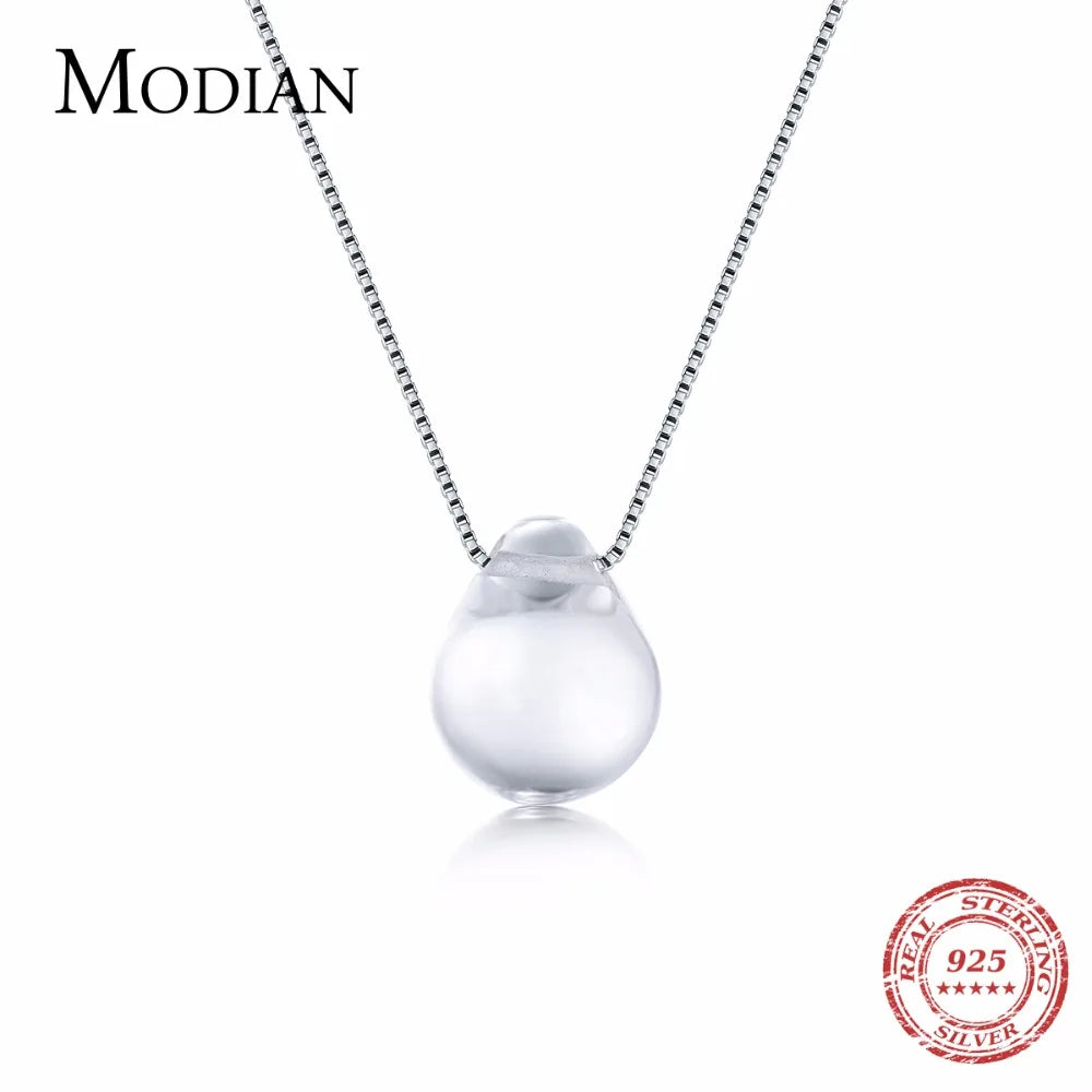 Modian New Real 925 Sterling Silver Clear Crystal Pendant Luminous Water drops Necklace For Girls Silver Jewelry