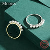 Modian New Real 925 Sterling Silver Simple Trendy Elegant Female Pearl Finger Ring For Women Gold Color Wedding Jewelry