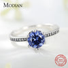Modian New Real 925 Sterling Silver Zircon Crown Crystal Finger Ring For Women Paved Engagement Wedding Jewelry