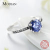 Modian New Real 925 Sterling Silver Zircon Crown Crystal Finger Ring For Women Paved Engagement Wedding Jewelry