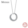 Modian New Real 925 Sterling Silver Round Clear CZ Exquisite Luxury Pendant Necklace For Women Wedding Fine Jewelry