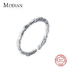 Modian New Silver Vintage Tree pattern Adjustable Finger Ring 100% 925 Sterling Silver Charm Rings For Women Korean Jewelry