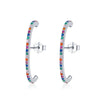 Modian New Trendy Luxury Rainbow Colorful Ear Studs 925 Sterling Silver Sparkling CZ Stud Earrings For Women Girls Jewelry
