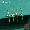 Modian New Trendy Luxury Rainbow Colorful Ear Studs 925 Sterling Silver Sparkling CZ Stud Earrings For Women Girls Jewelry