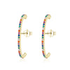 Modian New Trendy Luxury Rainbow Colorful Ear Studs 925 Sterling Silver Sparkling CZ Stud Earrings For Women Girls Jewelry