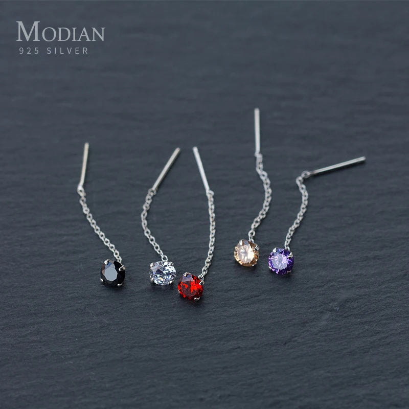 Modian 5 Color Luxury Charm Tassel Drop Earring Trendy 925 Sterling Silver Dangle Earrings For Women Sparkling Fine Jewelry