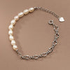 Modian 925 Sterling Silver Baroque Pearl Bracelet Chain Link For Women Irregular Design Fine Female Jewelry Gifts