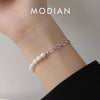 Modian 925 Sterling Silver Baroque Pearl Bracelet Chain Link For Women Irregular Design Fine Female Jewelry Gifts