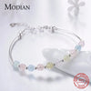 Modian 925 Sterling Silver Colorful Beads Crystal Charms Bracelet New Luxury Bangle Chain For Women Party Jewelry