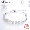 Modian 925 Sterling Silver Colorful Beads Crystal Charms Bracelet New Luxury Bangle Chain For Women Party Jewelry