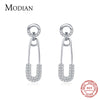 Modian 925 Sterling Silver Earring For Women Girls Dazzling Swing Pin Clear CZ Stud Earrings Trendy Brooch Wedding Fine Jewelry