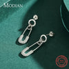 Modian 925 Sterling Silver Earring For Women Girls Dazzling Swing Pin Clear CZ Stud Earrings Trendy Brooch Wedding Fine Jewelry