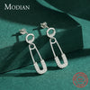 Modian 925 Sterling Silver Earring For Women Girls Dazzling Swing Pin Clear CZ Stud Earrings Trendy Brooch Wedding Fine Jewelry