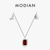 Modian 925 Sterling Silver Exquisite Twelve Constellations Red Zirconia Aries Necklace Pendant For Women Fine Jewelry Gifts