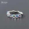 Modian 925 Sterling Silver Irregular Crystal Sparkling Adjustable Finger Ring for Women Anniversary Gift Fine Jewelry Free Size