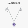Modian 925 Sterling Silver Luxury Round Zircon Constellation Scorpio Chain Necklace Pendant For Women Jewelry Bijoux Girl Gifts