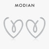 Modian 925 Sterling Silver Luxury Sparkling Clear CZ Line Hearts Stud Earrings For Women Wedding Party Jewelry Hypoallergenic