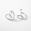 Modian 925 Sterling Silver Luxury Sparkling Clear CZ Line Hearts Stud Earrings For Women Wedding Party Jewelry Hypoallergenic