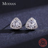 Modian 925 Sterling Silver Luxury Triangle Stud Earrings for Women Sparkling Clear Cz Ear Studs Fine Elegant Weddings Jewelry