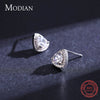 Modian 925 Sterling Silver Luxury Triangle Stud Earrings for Women Sparkling Clear Cz Ear Studs Fine Elegant Weddings Jewelry