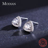Modian 925 Sterling Silver Luxury Triangle Stud Earrings for Women Sparkling Clear Cz Ear Studs Fine Elegant Weddings Jewelry