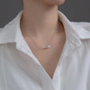 Modian 925 Sterling Silver Platinum Plated Lucky Leaf Geometric Pendant Necklace Link Chain For Women Valentine's Day