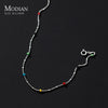 Modian 925 Sterling Silver Rainbow Color Crystal Necklace For Women Shiny Simple Long Chain Choker Fine Jewelry Gift