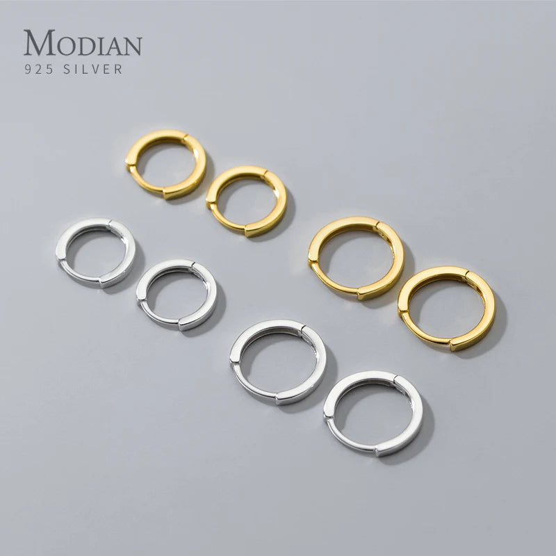 Modian 925 Sterling Silver Simple Circle Elegant Earrings 14K Gold Plated Hoop Earring For Women Fine Jewelry Gifts