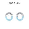 Modian 925 Sterling Silver Simple Enamel Hearts Ear Studs Trendy Round Bowknot CZ Female Stud Earrings For Women Fine Jewelry