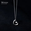 Modian 925 Sterling Silver Simple Line Heart Necklace Pendant For Women Platinum Plated Chain Choker Fine Jewelry Wedding Gift