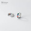 Modian 925 Sterling Silver Simple Rainbow Color Ear Buckles for Women 14k Gold Plated Gorgeous Real Silver Earrings Fine Jewelry