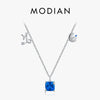 Modian 925 Sterling Silver Square Blue Zircon Capricornus Necklace Pendant Charm Birthstone Fine Jewelry For Women Gift