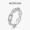 Modian 925 Sterling Silver Trendy Sparkling Clear CZ Fine Jewelry Accessories Simulated Diamond Stacking Chain Rings For Women