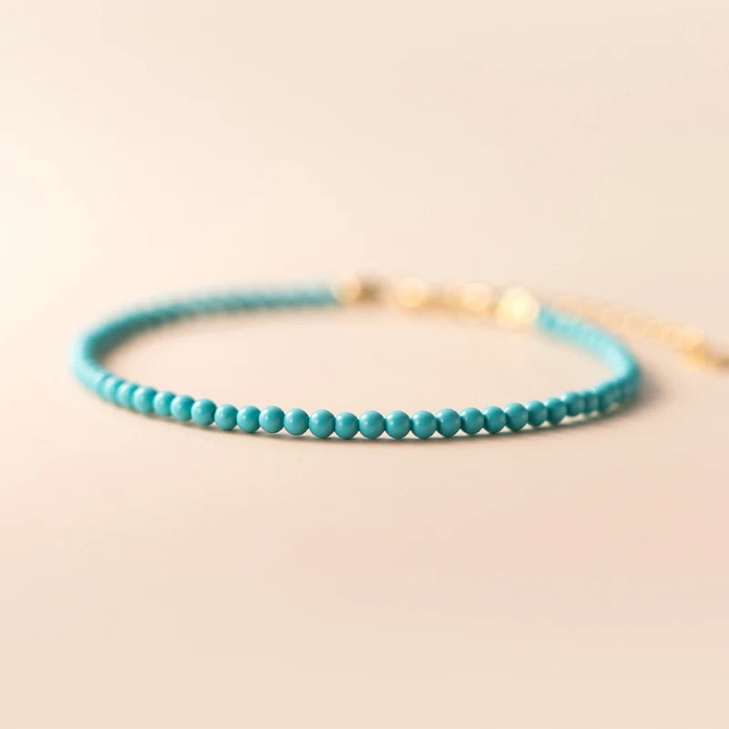 Modian 925 Sterling Silver Vintage Classic Round Turquoise Bracelet Trendy Link Chain Fine Jewelry For Women Birthday Gifts