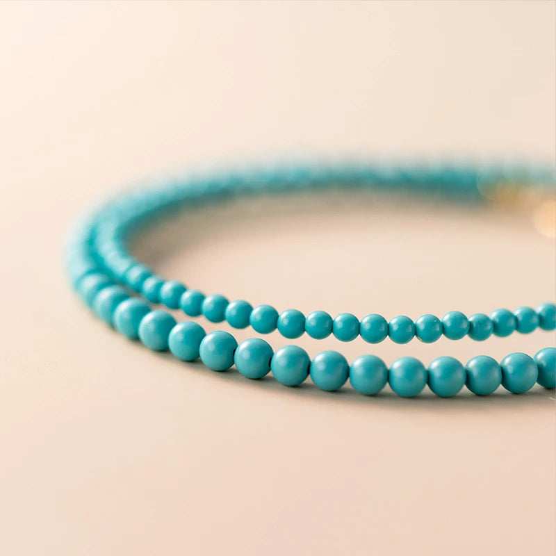 Modian 925 Sterling Silver Vintage Classic Round Turquoise Bracelet Trendy Link Chain Fine Jewelry For Women Birthday Gifts