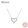 Modian A Row Glittering Zirconia Lovely Hearts Shape 925 Sterling Silver Pendant for Women Girl Enggement Party Fine Jewelry