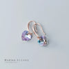 Modian Authentic 925 Sterling Silver Charm Ear Heart Shape Rainbow Crystal Dangle Earrings for Women Lady Jewelry Gift