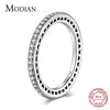 Modian Authentic 925 Sterling Silver Hearts Ring Clear CZ Stackable Vintage Classic Luxury For Women Engagement Gift