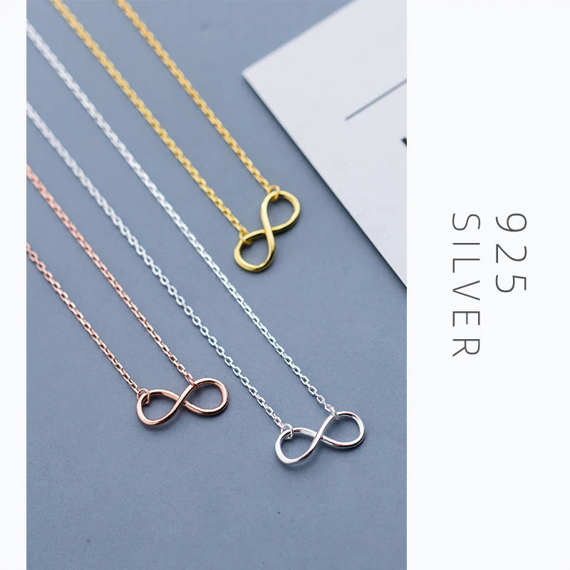 Modian Authentic 925 Sterling Silver Infinite Love Neckalce for Women Rose Gold Color Gold ColorStatement Jewelry Bijoux