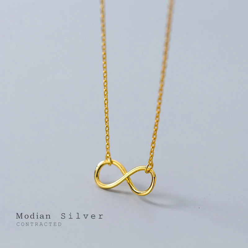 Modian Authentic 925 Sterling Silver Infinite Love Neckalce for Women Rose Gold Color Gold ColorStatement Jewelry Bijoux