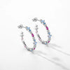 Modian Authentic 925 Sterling Silver Rainbow Color Zirconia Charm Stud Earrings For Women Ear Studs Wedding Gift Fine Jewelry