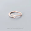 Modian Authentic 925 Sterling Silver Shining Zircon Geometric Polygon Line Open Adjustable Finger Ring for Women Fine Jewelry