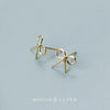 Modian Charm Gold Color Bowknot Earrings for Women 100% 925 Sterling Silver Simple Exquisite Stud Ear Jewelry Bijoux