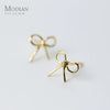Modian Charm Gold Color Bowknot Earrings for Women 100% 925 Sterling Silver Simple Exquisite Stud Ear Jewelry Bijoux