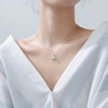 Modian Charm Round Geometric Seawater Zirconia Necklace Pendants Real 925 Sterling Silver Chain Jewelry For Women Party Jewelry