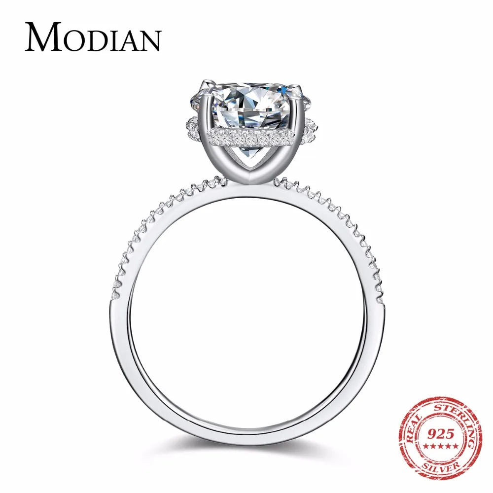 Modian Classic 100% Real 925 Sterling Silver Ten Hearts Zircon Luxury Ring Wedding Rings Engagement Jewelry For Women
