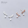 Modian Classic 925 Sterling Silver Angel Wings Rose Gold Color Charm Stud Earrings for Women Dazzling Cubic Zircon Jewelry